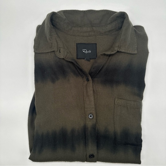Rails Olive and Black Tie-Dye Button Down Shirt - Picture 3 of 11
